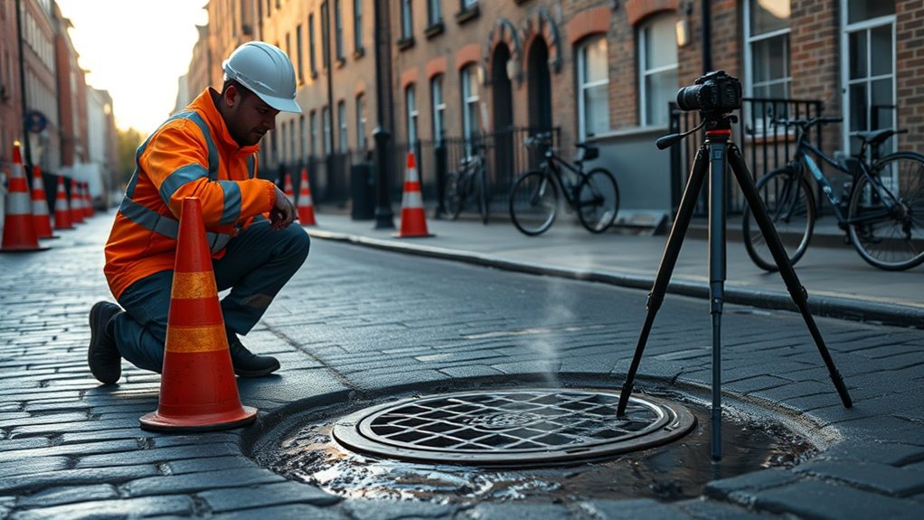 Engineer carrying out water mains leak detection in Forest Hill